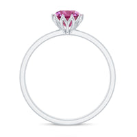 1.2 Carat Natural Pink Tourmaline Solitaire Ring in Lotus Basket Setting