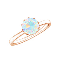 Natural 8mm Ethiopian Opal Engagement Ring in Lotus Basket Setting
