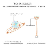 Natural 8mm Ethiopian Opal Engagement Ring in Lotus Basket Setting