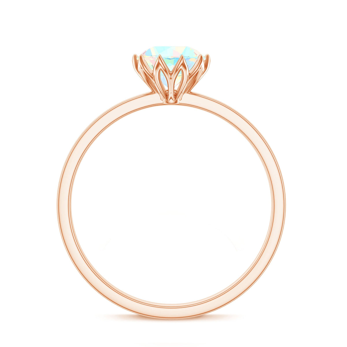 Natural 8mm Ethiopian Opal Engagement Ring in Lotus Basket Setting
