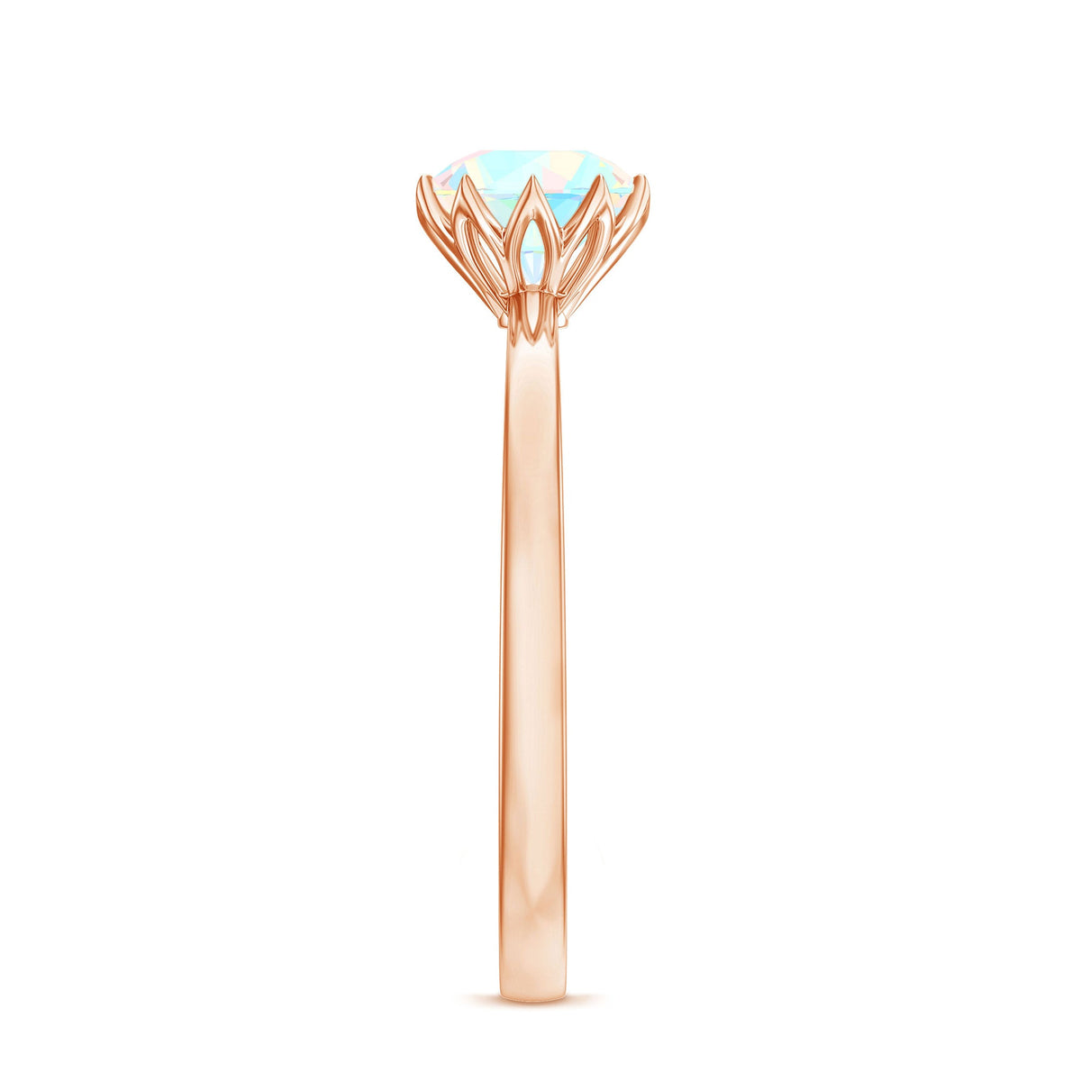 Natural 8mm Ethiopian Opal Engagement Ring in Lotus Basket Setting