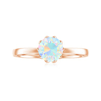 Natural 8mm Ethiopian Opal Engagement Ring in Lotus Basket Setting