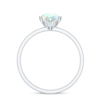 Natural 8mm Ethiopian Opal Engagement Ring in Lotus Basket Setting