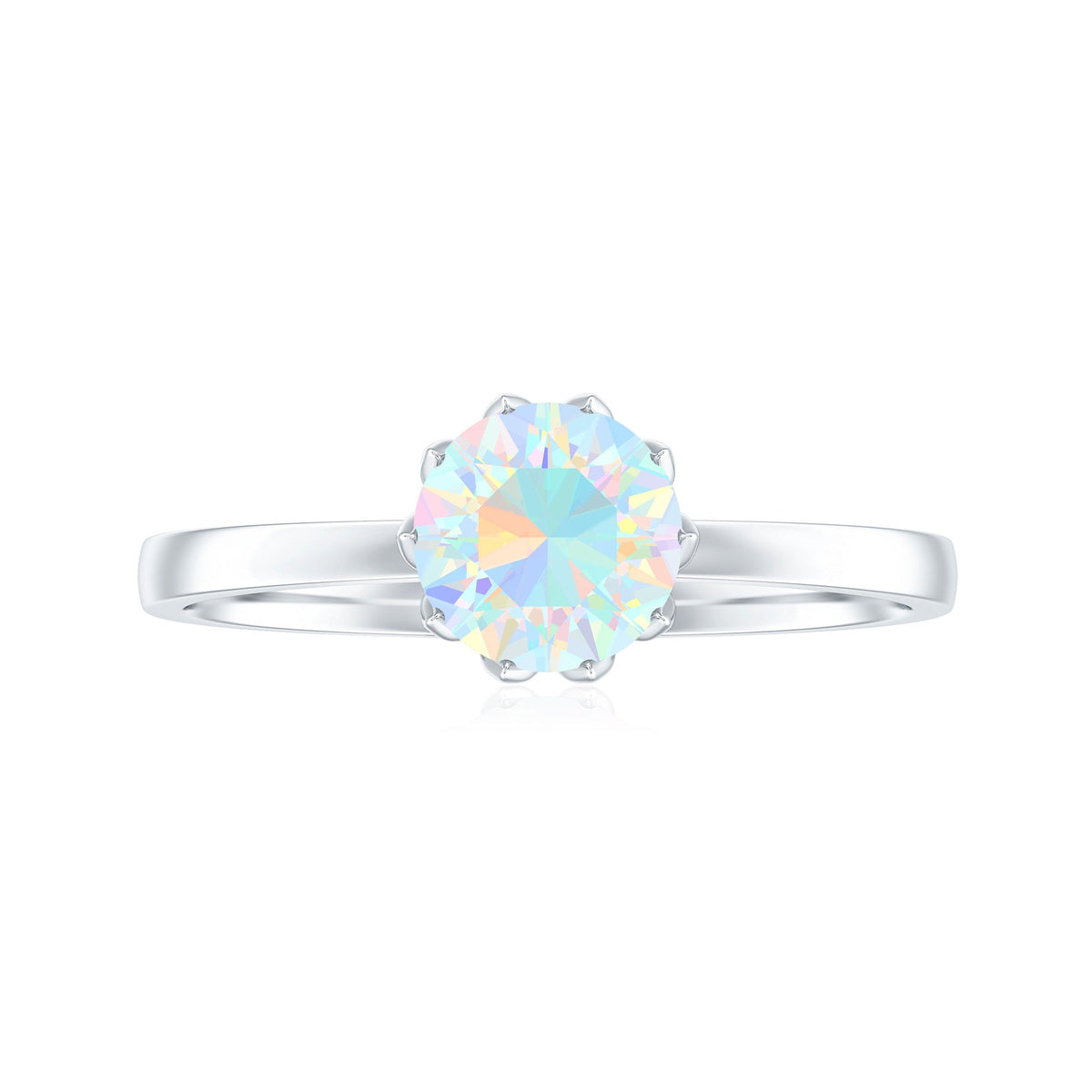 Natural 8mm Ethiopian Opal Engagement Ring in Lotus Basket Setting