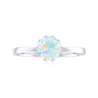 Natural 8mm Ethiopian Opal Engagement Ring in Lotus Basket Setting
