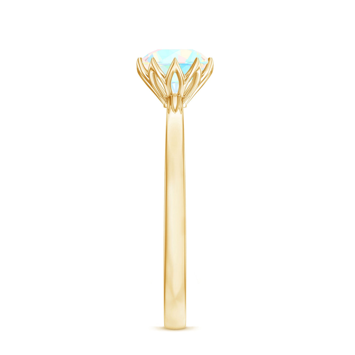 Natural 8mm Ethiopian Opal Engagement Ring in Lotus Basket Setting