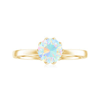 Natural 8mm Ethiopian Opal Engagement Ring in Lotus Basket Setting