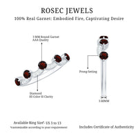 Natural Garnet Diamond Half Eternity Ring for Anniversary