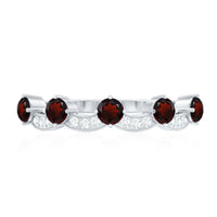 Natural Garnet Diamond Half Eternity Ring for Anniversary