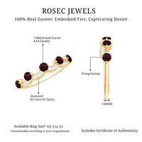 Natural Garnet Diamond Half Eternity Ring for Anniversary