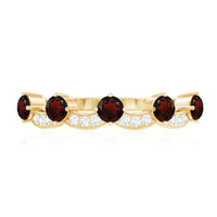 Natural Garnet Diamond Half Eternity Ring for Anniversary