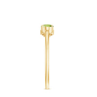 Natural 1 Carat Peridot Oval Engagement Ring with Diamond Trio