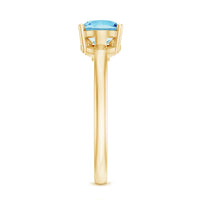Natural 1 Carat Oval Aquamarine Promise Ring with Diamond Trio