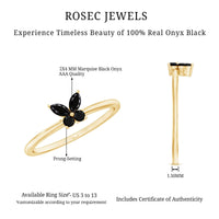 Genuine Black Onyx Butterfly Promise Ring