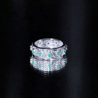 Vintage Inspired Real Emerald Wide Wedding Band