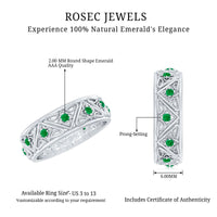 Vintage Inspired Real Emerald Wide Wedding Band