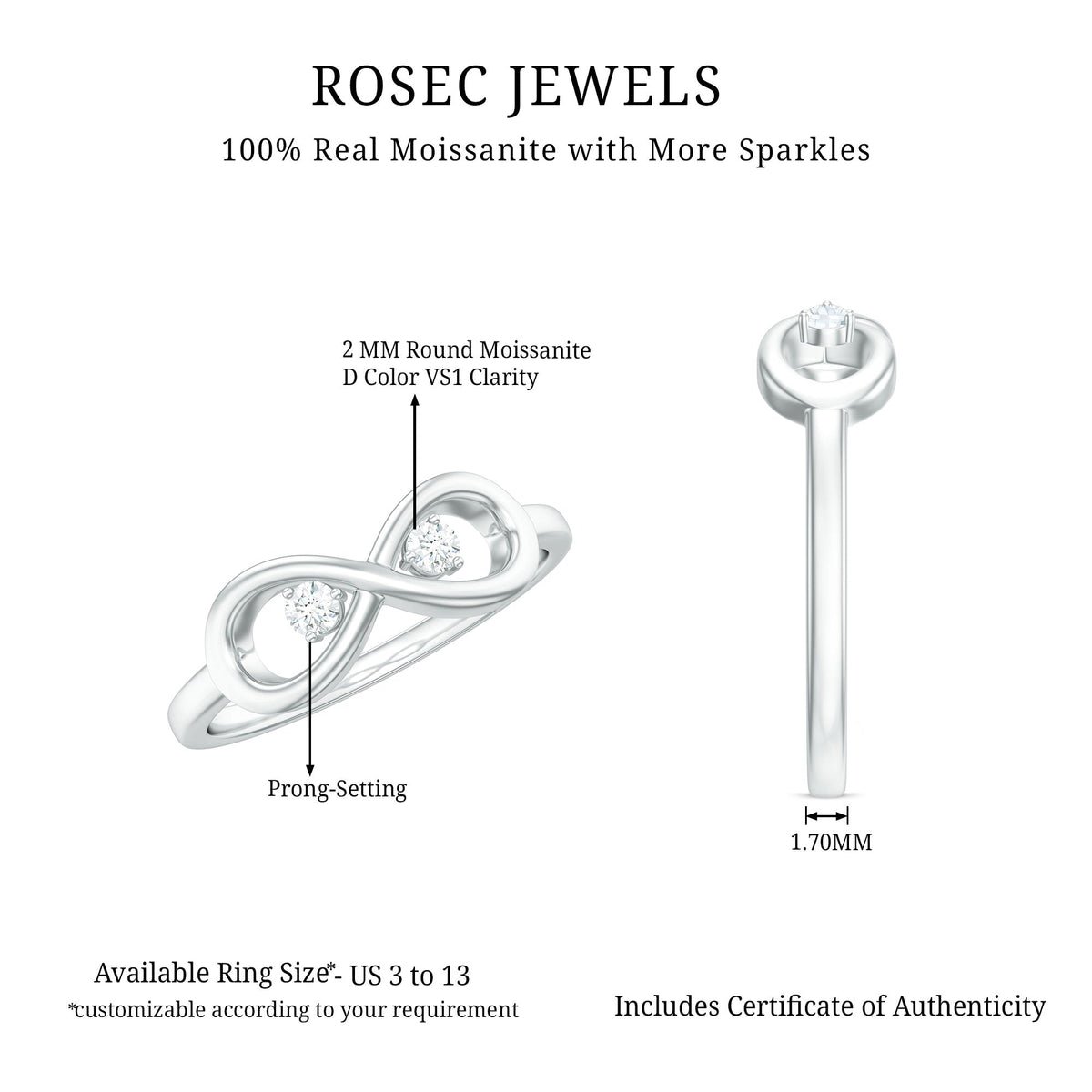Minimalist Moissanite Infinity Promise Ring