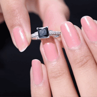 Vintage inspired 1 carat lab-created black and white diamond engagement ring by Rosec Jewels, featuring a classic ring design.