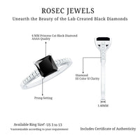 Vintage-inspired 1 carat lab-created black and white diamond engagement ring by Rosec Jewels, showcasing elegant design and sparkling stones.