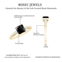 Vintage inspired 1 carat lab-created black and white diamond engagement ring by Rosec Jewels, featuring intricate design and sparkling stones.