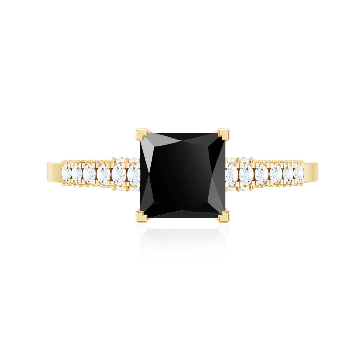 Vintage-inspired 1-carat lab-created black and white diamond engagement ring by Rosec Jewels with intricate detailing.
