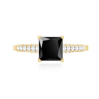 Vintage-inspired 1-carat lab-created black and white diamond engagement ring by Rosec Jewels with intricate detailing.