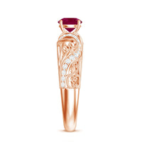 Vintage Style 0.6 Carat Ruby Engagement Ring with Diamond