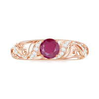 Vintage Style 0.6 Carat Ruby Engagement Ring with Diamond
