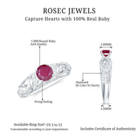 Vintage Style 0.6 Carat Ruby Engagement Ring with Diamond
