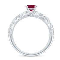 Vintage Style 0.6 Carat Ruby Engagement Ring with Diamond