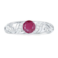 Vintage Style 0.6 Carat Ruby Engagement Ring with Diamond