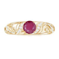 Vintage Style 0.6 Carat Ruby Engagement Ring with Diamond