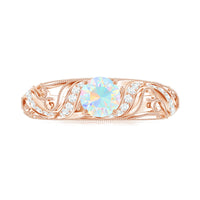 Natural Ethiopian Opal Diamond Vintage Looking Engagement Ring with Certificate