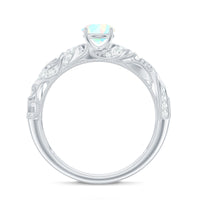 Natural Ethiopian Opal Diamond Vintage Looking Engagement Ring with Certificate