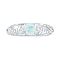 Natural Ethiopian Opal Diamond Vintage Looking Engagement Ring with Certificate