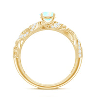 Natural Ethiopian Opal Diamond Vintage Looking Engagement Ring with Certificate