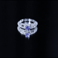 Round Tanzanite Vintage Inspired Engagement Ring with Diamond