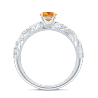 Vintage Looking Citrine Engagement Ring with Diamond