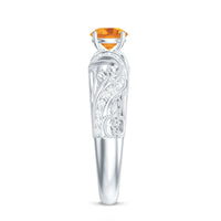 Vintage Looking Citrine Engagement Ring with Diamond