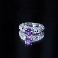 Vintage Inspired 1.2 Carat Amethyst Engagement Ring with Diamond