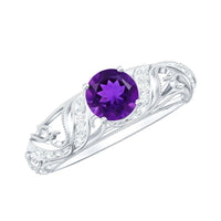 Vintage Inspired 1.2 Carat Amethyst Engagement Ring with Diamond