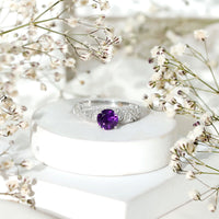 Vintage Inspired 1.2 Carat Amethyst Engagement Ring with Diamond