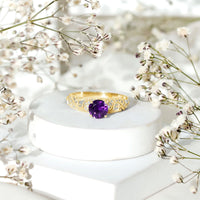Vintage Inspired 1.2 Carat Amethyst Engagement Ring with Diamond