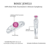 3/4 CT Vintage Style Pink Tourmaline Engagement Ring with Diamond