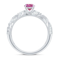 3/4 CT Vintage Style Pink Tourmaline Engagement Ring with Diamond