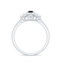 Genuine Round Cut London Blue Topaz Flower Engagement Ring with Diamonds