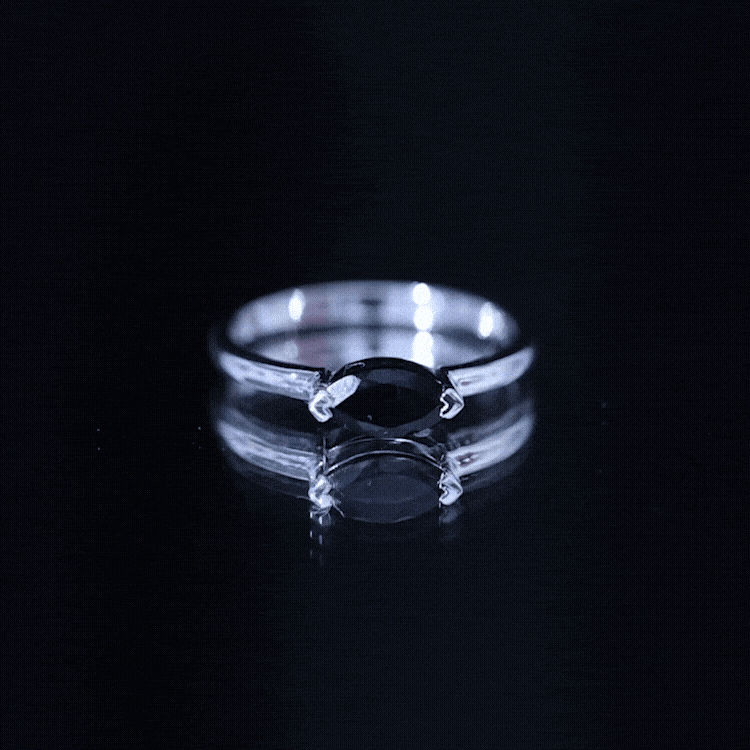 Marquise-shaped black onyx solitaire promise ring for women by Rosec Jewels, featuring a sleek black onyx gemstone set in a silver band