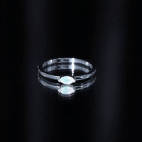 Natural Marquise Ethiopian Rainbow Opal Promise Ring in East West Style