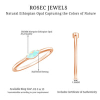 Natural Marquise Ethiopian Rainbow Opal Promise Ring in East West Style