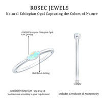Natural Marquise Ethiopian Rainbow Opal Promise Ring in East West Style